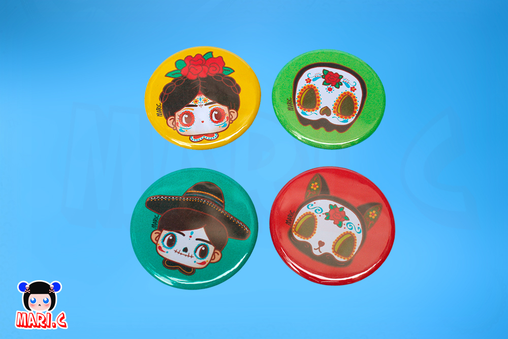 Mari.C - Cartela com Quatro Bottons Broche Dia de Los Muertos Festival Mexicano 3 Mari.C - Cartela com Quatro Bottons Broche Dia de Los Muertos Festival Mexicano