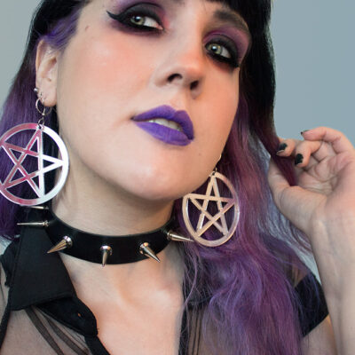 Maxi Brinco de Pentagrama de Acrílico Bruxa Wicca
