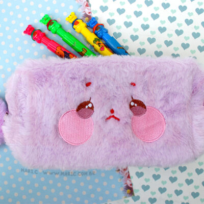 Estojo Nécessaire Coelho Lilás Kawaii em Pelúcia