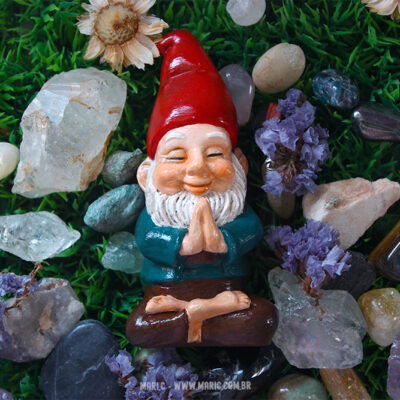 Enfeite Gnomo Duende Meditando Pequeno Good Vibes Gnomolândia