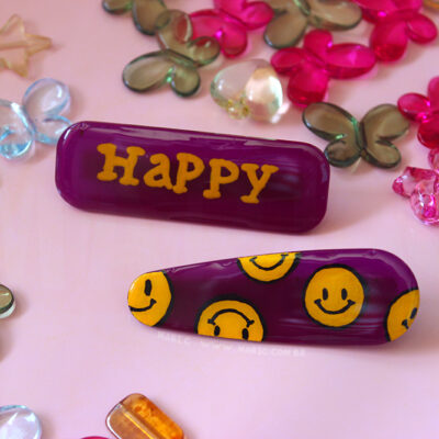 Kit Presilha Divertida Carinha Sorrindo Emoticon Happy Kidcore Indie Aesthetic em Resina