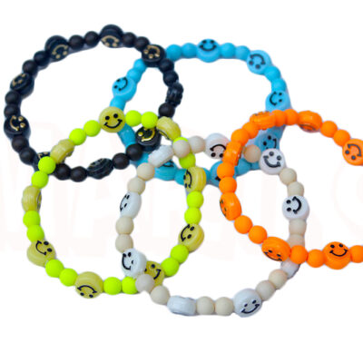 Pulseira Divertida Carinha Sorrindo Emoticon Kidcore Aesthetic Colorida Miçanga