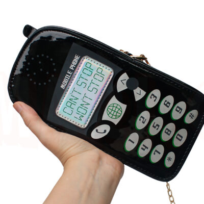 Bolsa Divertida Transversal de Celular Tijolão Preto Retrô Vintage