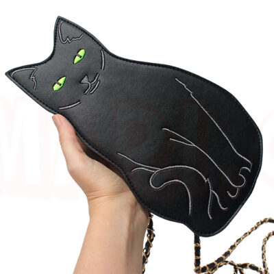 Bolsa Divertida com Alça Transversal de Gato Preto