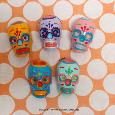 Imã de Geladeira de Caveira Mexicana Dia de Los Muertos México