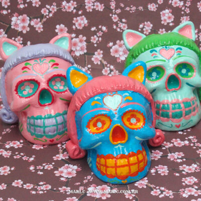 Caveira Mexicana Menina Gato Grande Dia de Los Muertos México