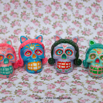 Caveira Mexicana Menina Gato Pequena Dia de Los Muertos México