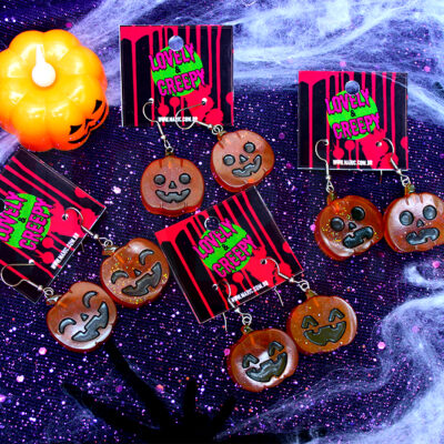 Brinco de Abóbora Jack O' Lanterns Kawaii Halloween Dia das Bruxas com Base em Aço Inox