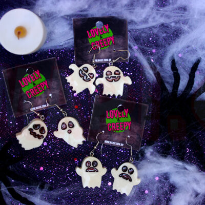 Brinco de Fantasma Kawaii Halloween Dia das Bruxas com Base em Aço Inox