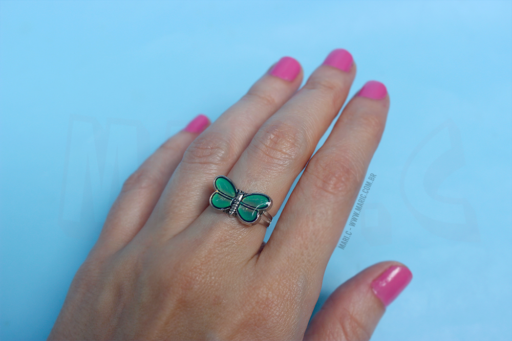 Mari.C - Anel Do Humor Borboleta Muda De Cor Ajustável Regulável