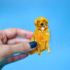 Mari.C - Presilha Prendedor de Cabelo de Cachorro Labrador Golden em Acrílico