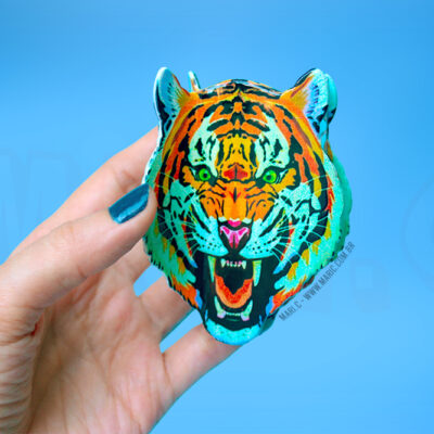 Mari.C - Presilha Prendedor de Cabelo de Tigre Felino em Acrílico