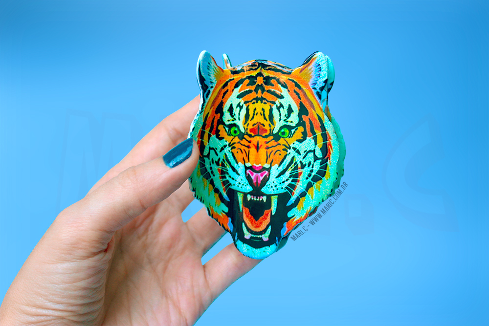 Mari.C - Presilha Prendedor de Cabelo de Tigre Felino em Acrílico