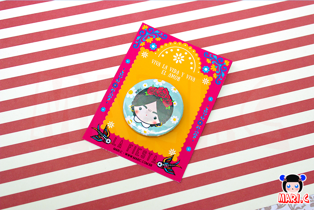 Mari.C - Bottons Broche Menina Pintora Mexicana Festival Mexicano