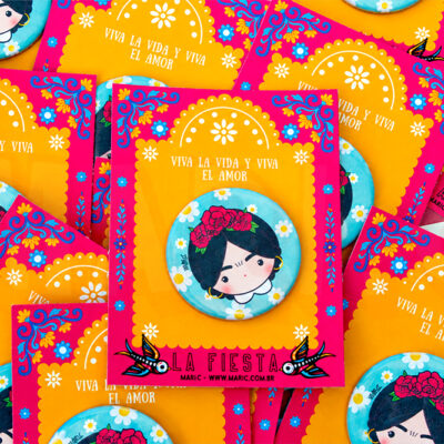 Mari.C - Bottons Broche Menina Pintora Mexicana Festival Mexicano